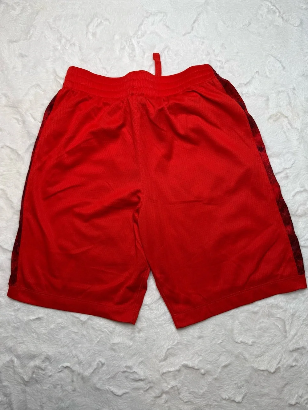 Nike Red Boys' Athletic Shorts with Dark Red Side Panels